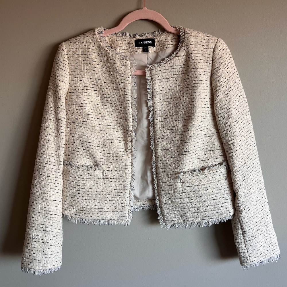 Express Open Front Tweed Boucle Blazer sz 6